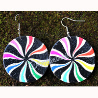 Wooden Earring, Made From Sono Wood With Painting