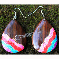 Wooden Earring, Made From Sono Wood With Painting