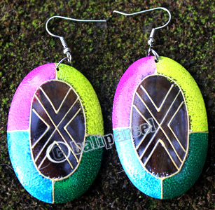 Wooden Earring, Made From Sono Wood With Painting