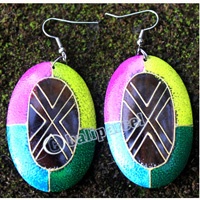 Wooden Earring, Made From Sono Wood With Painting