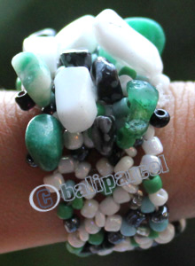 Ring, Made From Glassbeads With Stone