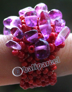Ring, Made From Glassbeads With Stone