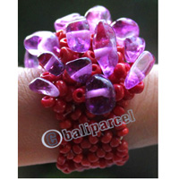 Ring, Made From Glassbeads With Stone