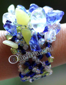 Ring, Made From Glassbeads With Stone