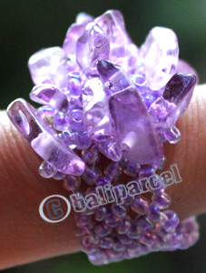 Ring, Made From Glassbeads With Stone