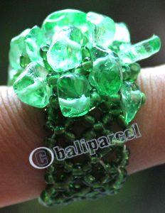 Ring, Made From Glassbeads With Stone