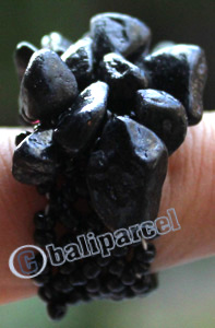 Ring, Made From Glassbeads With Stone