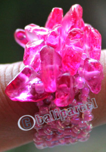 Ring, Made From Glassbeads With Stone