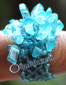 Ring, Made From Glassbeads With Stone
