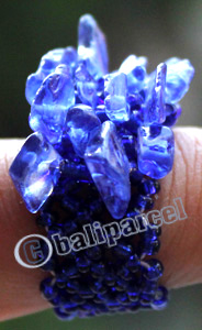 Ring, Made From Glassbeads With Stone