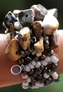 Ring, Made From Glassbeads With Stone