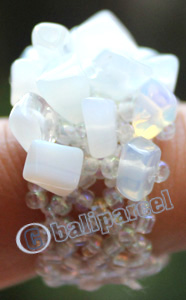 Ring, Made From Glassbeads With Stone