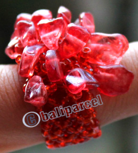 Ring, Made From Glassbeads With Stone