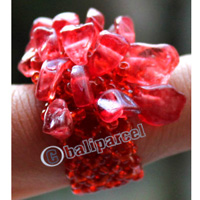 Ring, Made From Glassbeads With Stone