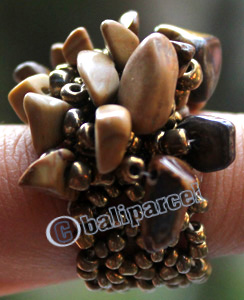 Ring, Made From Glassbeads With Stone