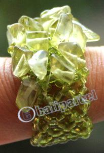 Ring, Made From Glassbeads With Stone