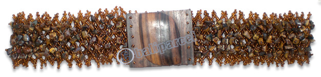 Belt, Handmade From Glassbeads With Stone