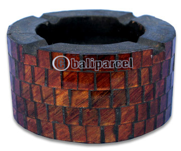 Ashtray, Handmade From Wood With Mosaic Glass Inlaid