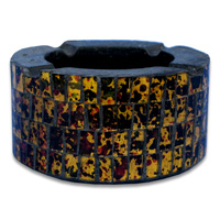 Ashtray, Handmade From Wood With Mosaic Glass Inlaid