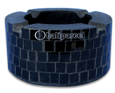 Ashtray, Handmade From Wood With Mosaic Glass Inlaid