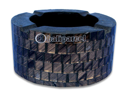 Ashtray, Handmade From Wood With Mosaic Glass Inlaid
