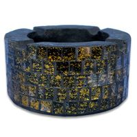 Ashtray, Handmade From Wood With Mosaic Glass Inlaid