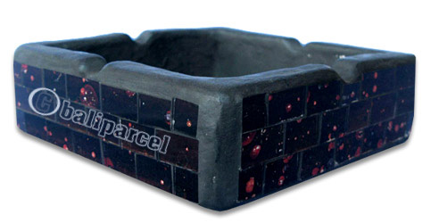 Ashtray, Handmade From Wood With Mosaic Glass Inlaid