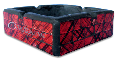 Ashtray, Handmade From Wood With Mosaic Glass Inlaid