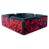 Ashtray, Handmade From Wood With Mosaic Glass Inlaid