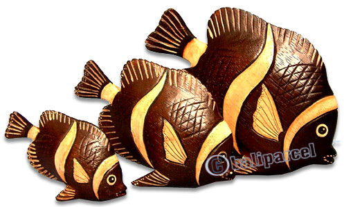 Wooden Tropical Fish, Handcarved From Albesia Wood