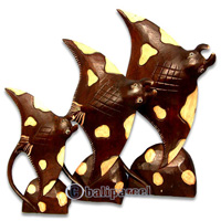 Wooden Manta Ray Fish, Handcarved From Albesia Wood