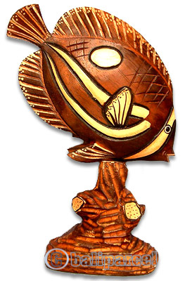 Wooden Tropical Fish, Handcarved From Albesia Wood