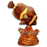 Wooden Tropical Fish, Handcarved From Albesia Wood