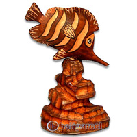 Wooden Tropical Fish, Handcarved From Albesia Wood