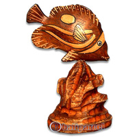 Wooden Tropical Fish, Handcarved From Albesia Wood