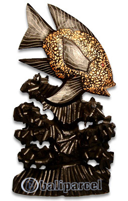 Wooden Tropical Fish, Handcarved From Albesia Wood