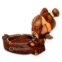 Wooden Fish Ashtray, Hand Carved  From Albesia Wood