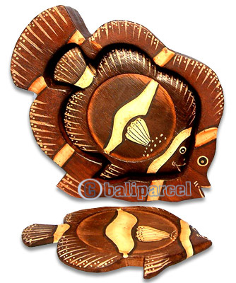Wooden Tropical Fish, Handcarved From Albesia Wood