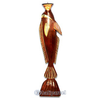 Wooden Fish Candle Holder, Hancarved From Albesia Wood