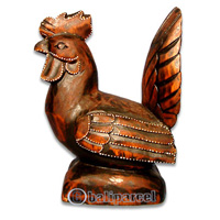 Wooden Chicken, Hand Carved From Albesia Wood