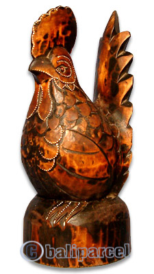 Wooden Chicken, Hand Carved From Albesia Wood