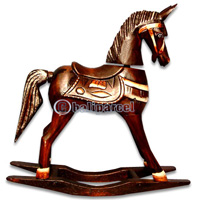 Wooden Horse, Handcarved From Albesia Wood