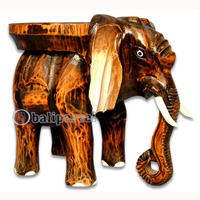 Wooden Elephant Table, Handcarved From Albesia Wood