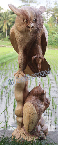 Wooden Owl Handcarved From Suar Wood