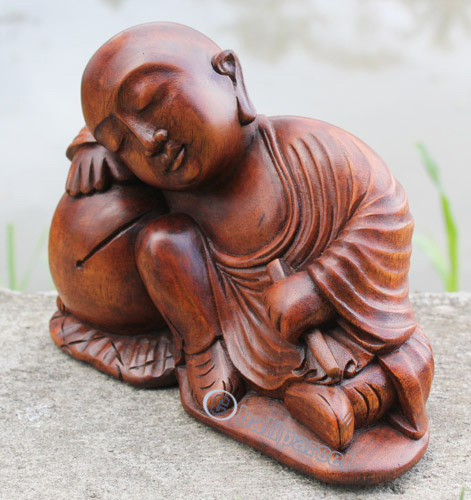 Wooden Sleeping Buddha, Hand Carved Suar Wood