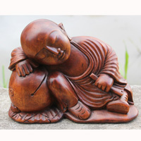 Wooden Sleeping Buddha, Hand Carved Suar Wood