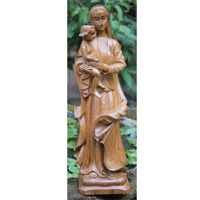 Wooden Yosef Wife Statue, Handcrafted From Suar Wood