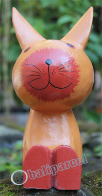 Wooden Rabbit With Painted, Hand Carved From Albesia Wood