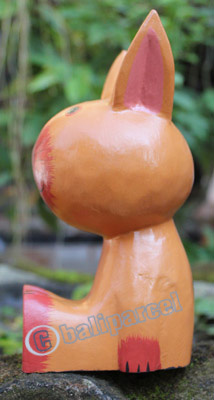 Wooden Rabbit With Painted, Hand Carved From Albesia Wood