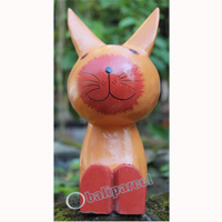 Wooden Rabbit With Painted, Hand Carved From Albesia Wood